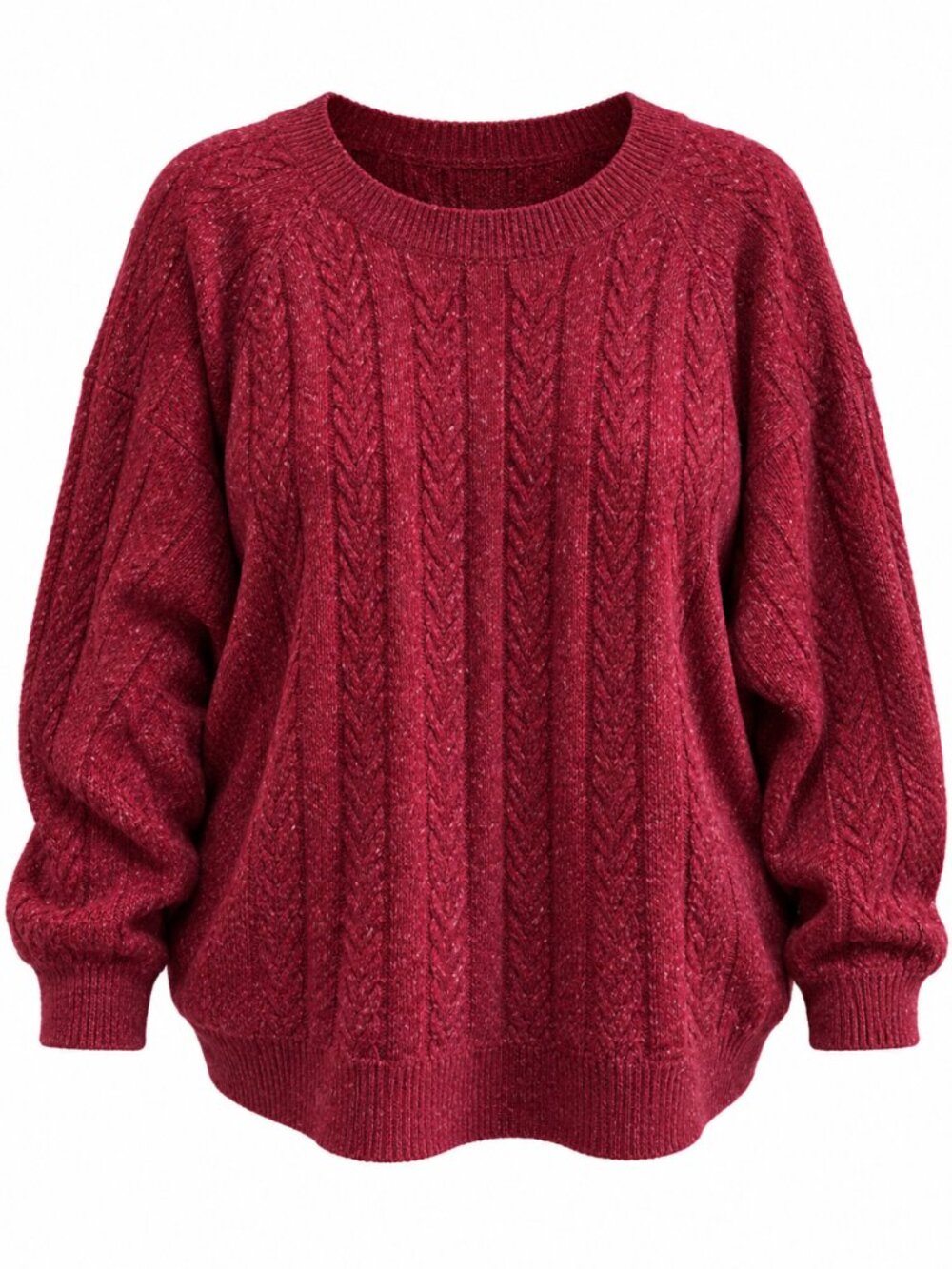 Athleta Crossroads Crew Decadent Red Metallic Merino Wool Cable Knit Sweater 1X